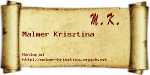 Malmer Krisztina névjegykártya